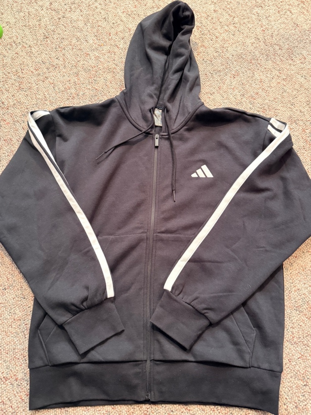 Adidas Men's Black Full-Zip Hoodie with White Stripe unisex